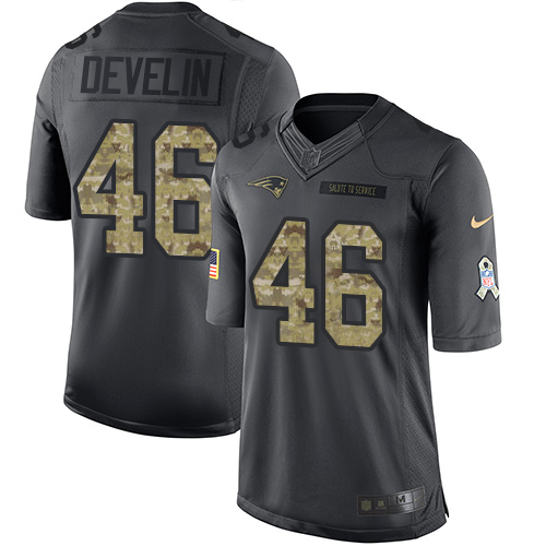 Nike Patriots #46 James Develin Black Men's Stitched NFL Limited 2016 Salute To Service Jersey